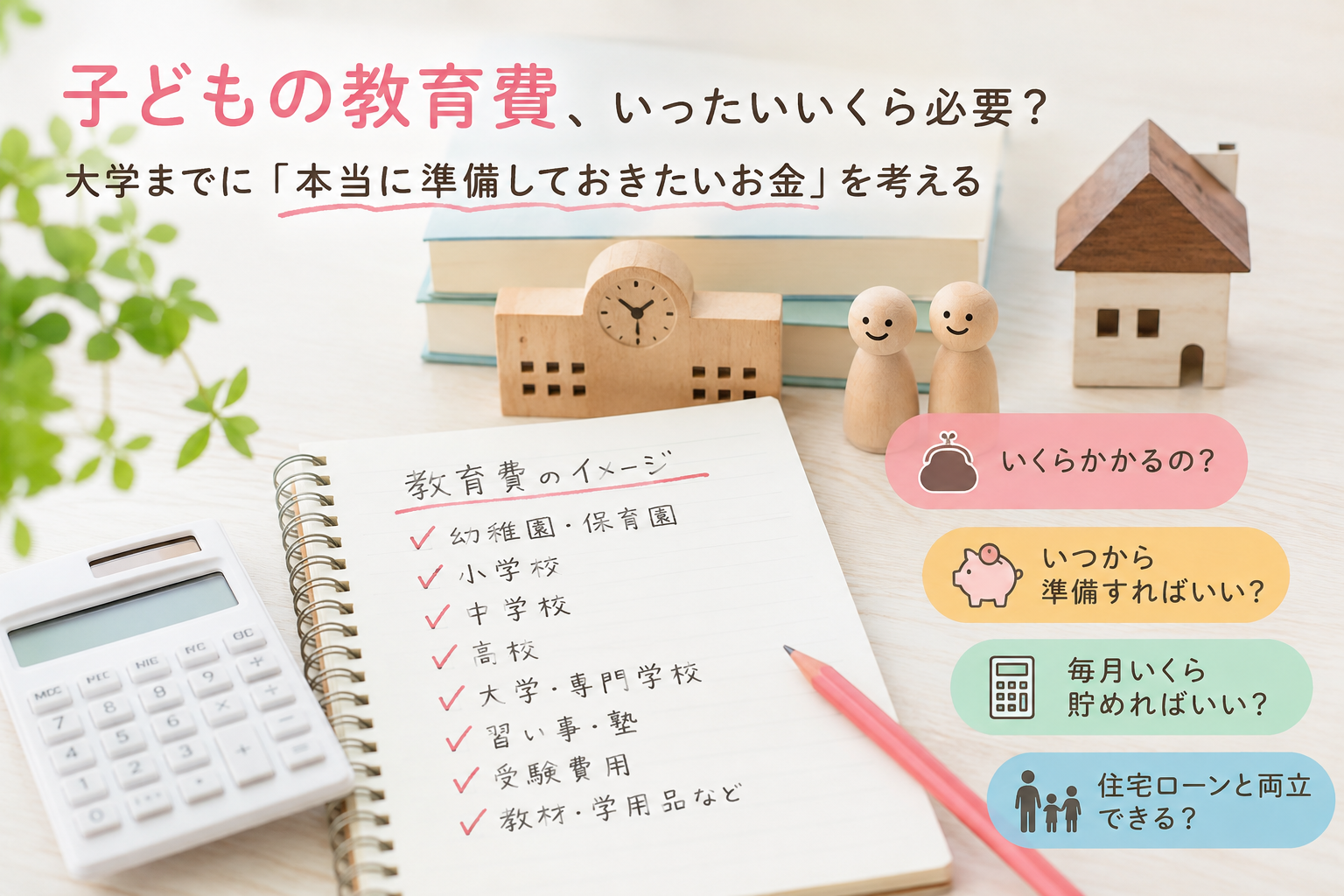 子どもの教育費、いったいいくら必要？