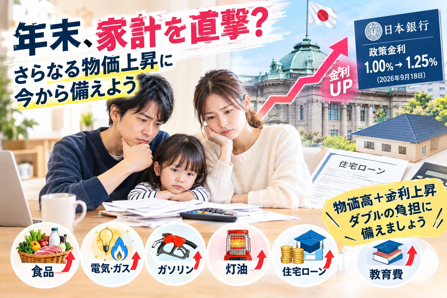 【速報】かんべんして～！物価高なのに金利まで上昇？子育て家庭を襲う「ダブルパンチ」に備えよう！